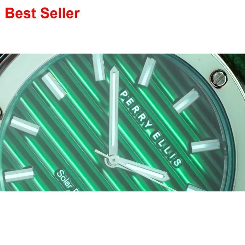 Solar Powered Vegan Leather Watch Water-Resistant 43mm Case